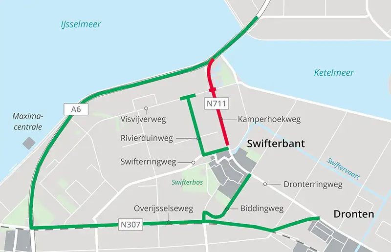 3 april start werkzaamheden N711 Rotonde Kamperhoekweg - Visvijverweg