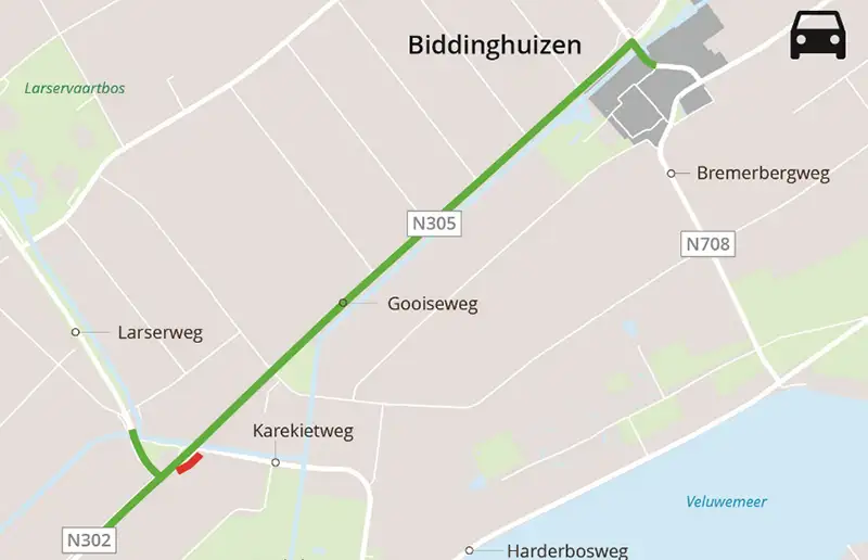 Afsluiting afrit Gooiseweg N305 richting de Karekietweg vanaf 6 maart aanstaande