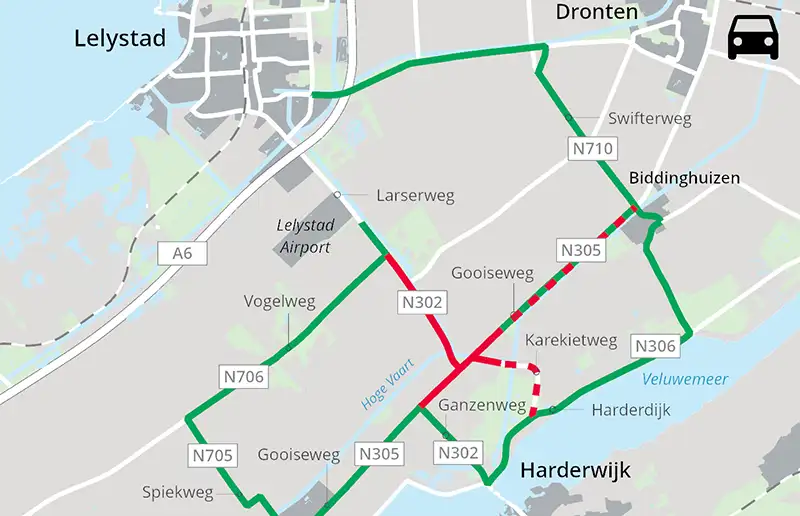 Weekendafsluitingen kruispunt N305 Gooiseweg en N302 Larserweg