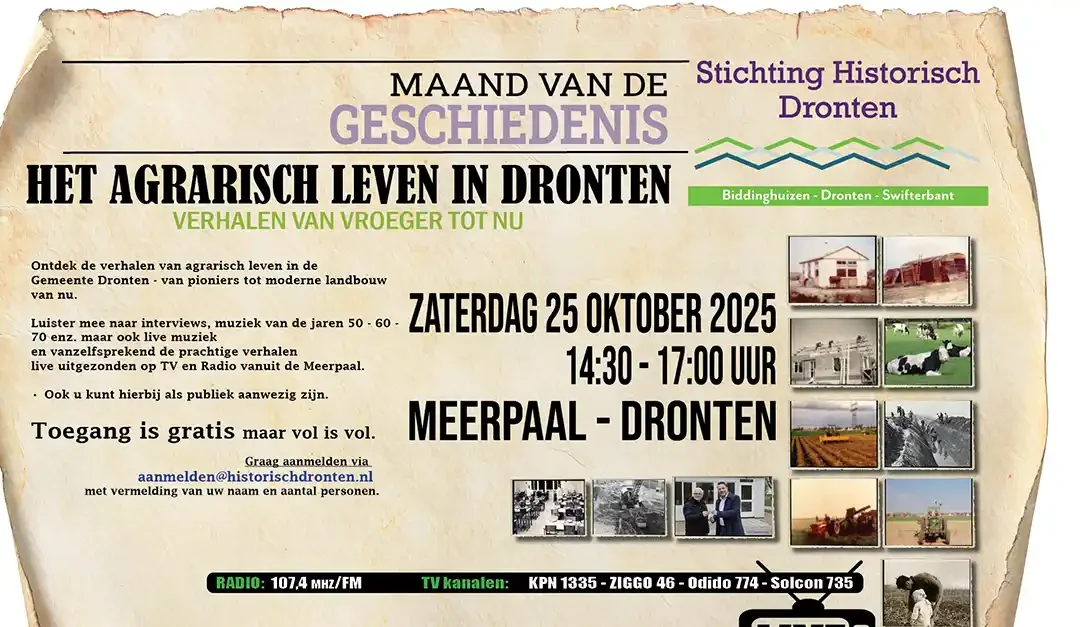 Uitzending over het agrarisch leven in Dronten op 25 oktober