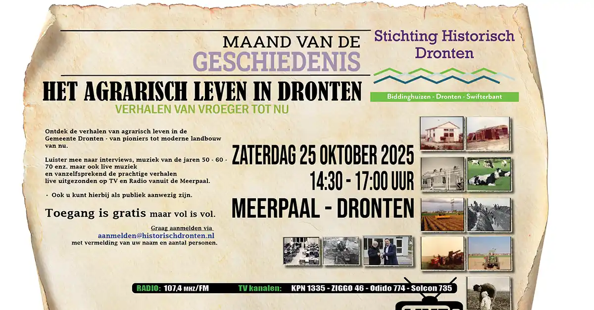 Uitzending over het agrarisch leven in Dronten op 25 oktober